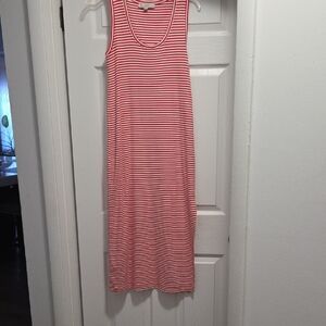 LOFT Red and White Striped Dress